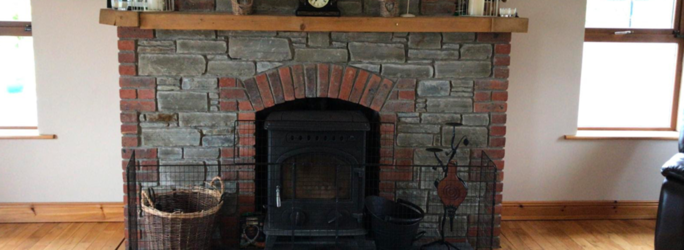 Brick fireplace